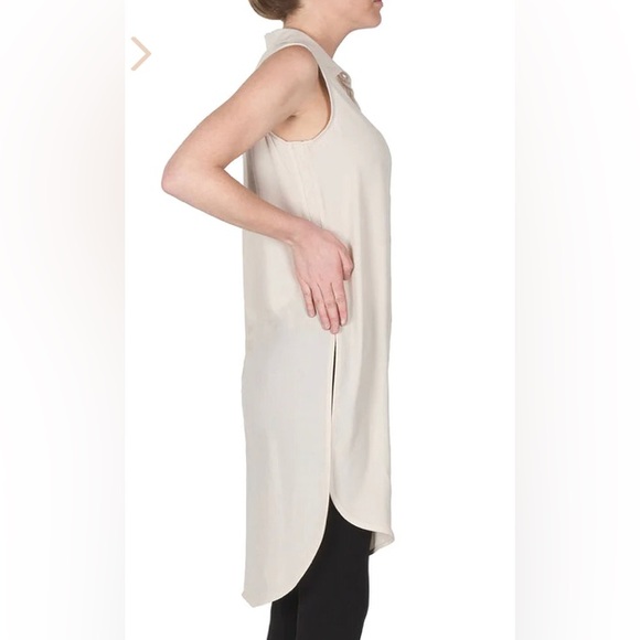 JOSEPH RIBKOFF CHAMPAGNE Collar Button Down Sleeveless Tunic Size 12 - Picture 3 of 10